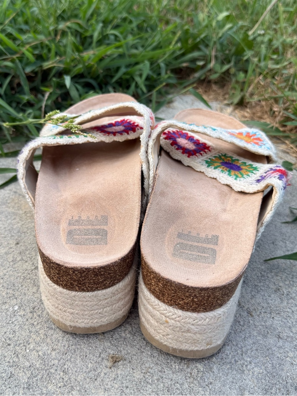 D L 1990 Woven Crochet Cross-Strap Slide Sandals - Multicolor Floral 9 40 S 169 - Picture 5 of 10